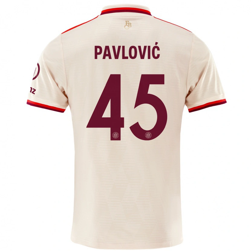 Danxen Män Aleksandar Pavlovic #45 Linne Tredjesatsen Matchtröjor 2024/25 Tröjor T-Tröja