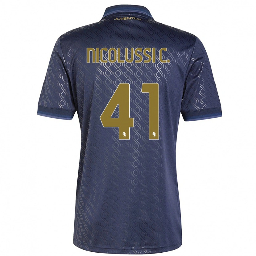 Danxen Män Hans Nicolussi Caviglia #41 Marinblå Tredjesatsen Matchtröjor 2024/25 Tröjor T-Tröja