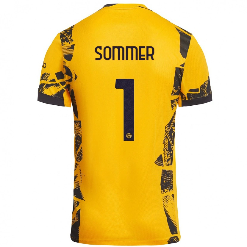 Danxen Män Yann Sommer #1 Guld Svart Tredjesatsen Matchtröjor 2024/25 Tröjor T-Tröja