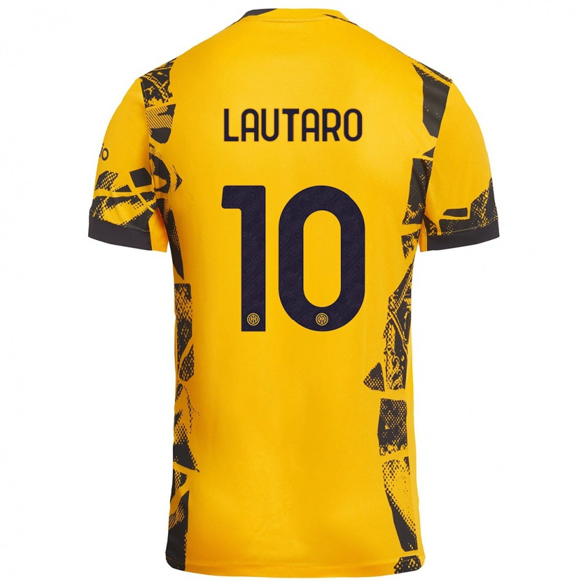 Danxen Män Lautaro Martínez #10 Guld Svart Tredjesatsen Matchtröjor 2024/25 Tröjor T-Tröja