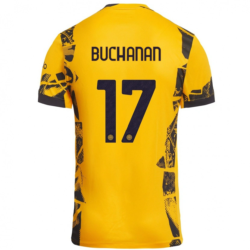 Danxen Män Tajon Buchanan #17 Guld Svart Tredjesatsen Matchtröjor 2024/25 Tröjor T-Tröja