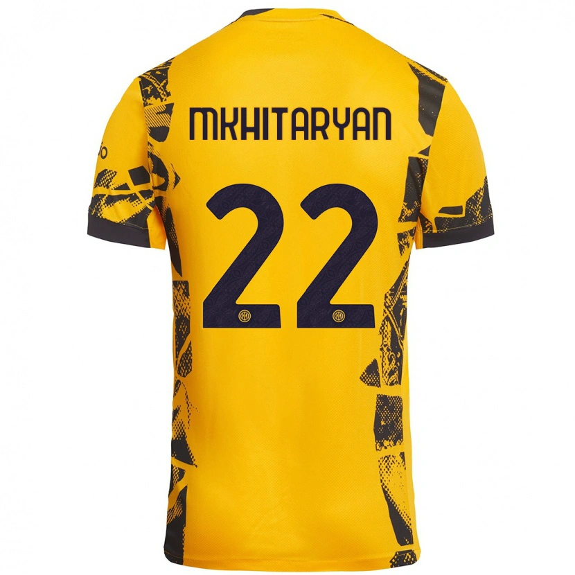 Danxen Män Henrikh Mkhitaryan #22 Guld Svart Tredjesatsen Matchtröjor 2024/25 Tröjor T-Tröja