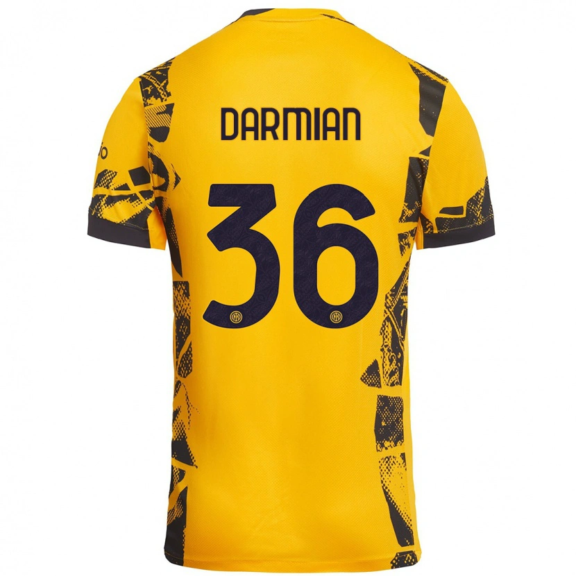 Danxen Män Matteo Darmian #36 Guld Svart Tredjesatsen Matchtröjor 2024/25 Tröjor T-Tröja