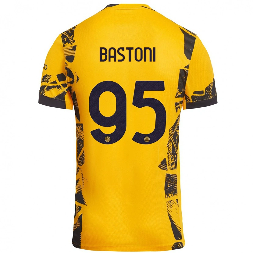 Danxen Män Alessandro Bastoni #95 Guld Svart Tredjesatsen Matchtröjor 2024/25 Tröjor T-Tröja
