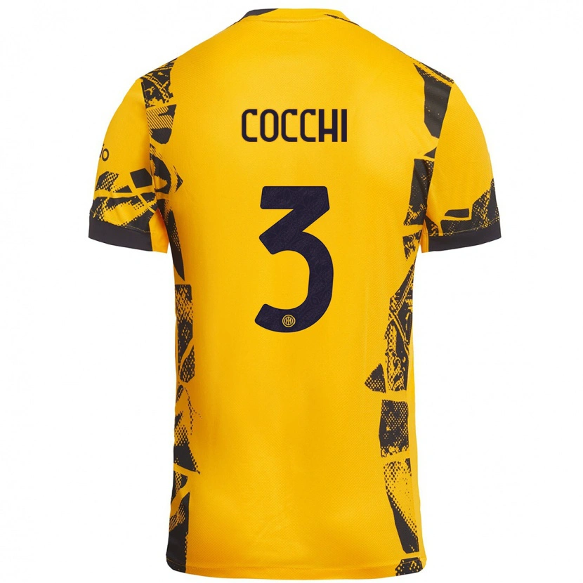 Danxen Män Matteo Cocchi #3 Guld Svart Tredjesatsen Matchtröjor 2024/25 Tröjor T-Tröja