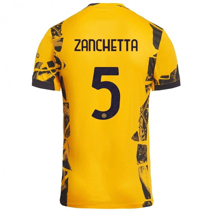 Danxen Män Mattia Zanchetta #5 Guld Svart Tredjesatsen Matchtröjor 2024/25 Tröjor T-Tröja
