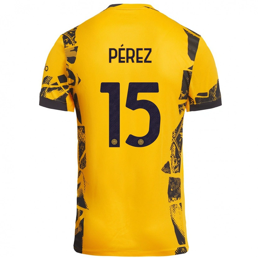 Danxen Män Álex Pérez #15 Guld Svart Tredjesatsen Matchtröjor 2024/25 Tröjor T-Tröja