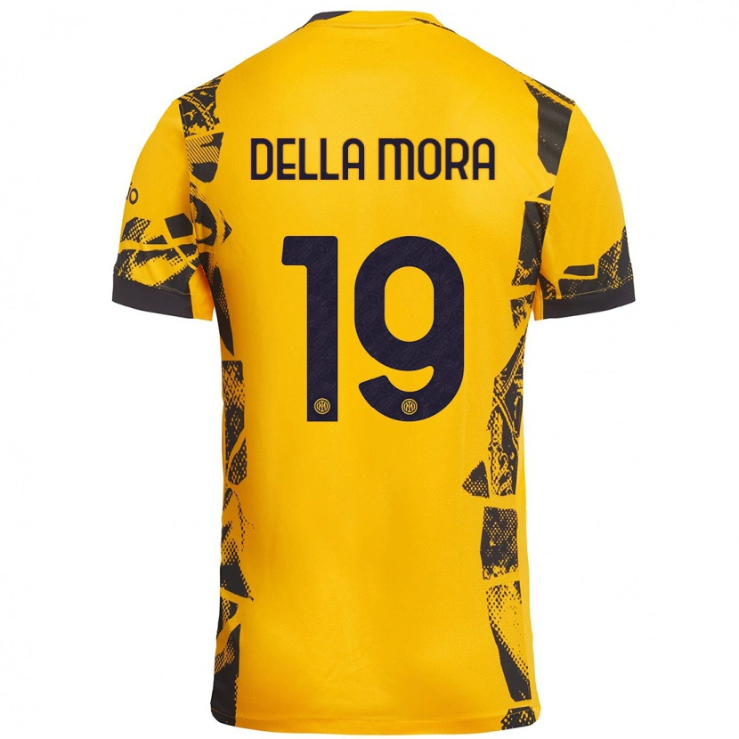 Danxen Män Tommaso Della Mora #19 Guld Svart Tredjesatsen Matchtröjor 2024/25 Tröjor T-Tröja