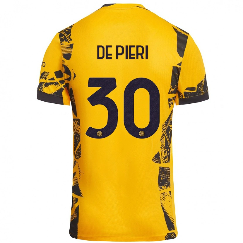 Danxen Män Giacomo De Pieri #30 Guld Svart Tredjesatsen Matchtröjor 2024/25 Tröjor T-Tröja