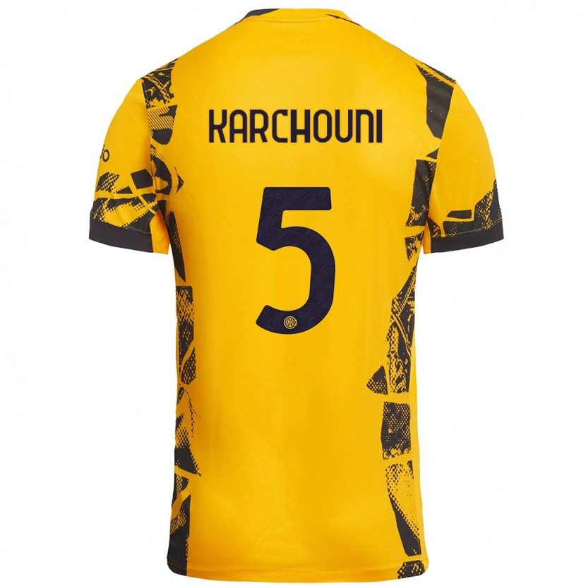 Danxen Män Ghoutia Karchouni #5 Guld Svart Tredjesatsen Matchtröjor 2024/25 Tröjor T-Tröja
