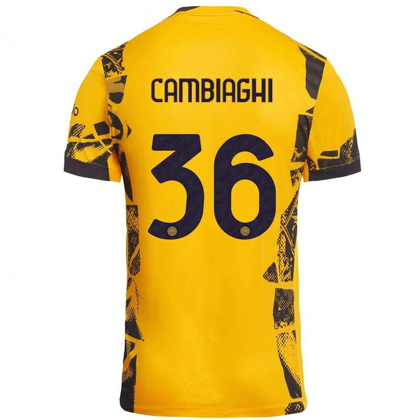 Danxen Män Michela Cambiaghi #36 Guld Svart Tredjesatsen Matchtröjor 2024/25 Tröjor T-Tröja