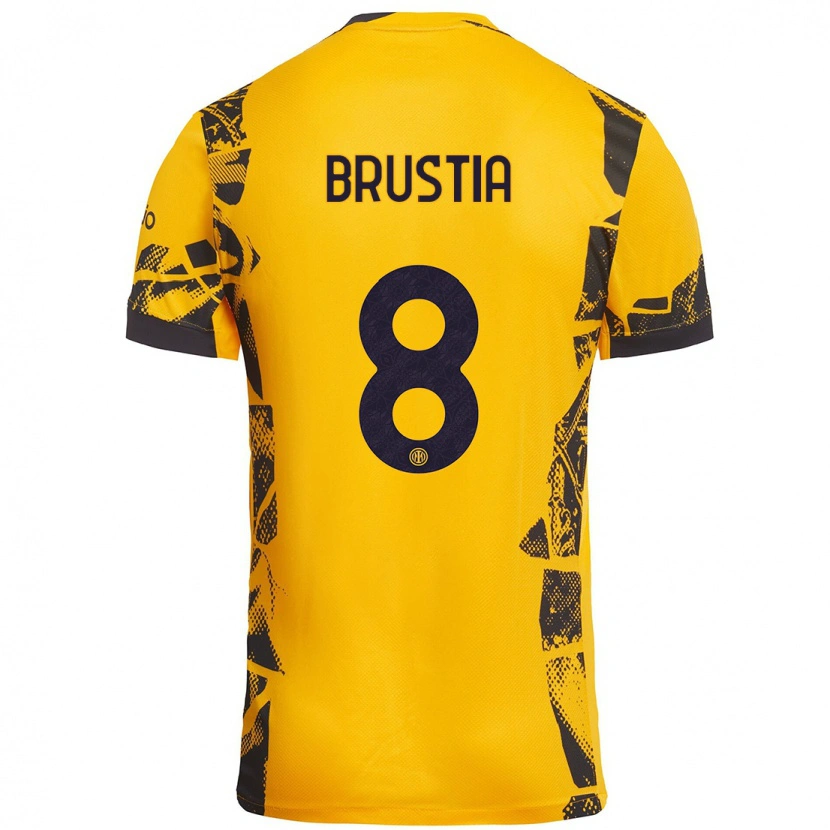 Danxen Män Martina Brustia #8 Guld Svart Tredjesatsen Matchtröjor 2024/25 Tröjor T-Tröja