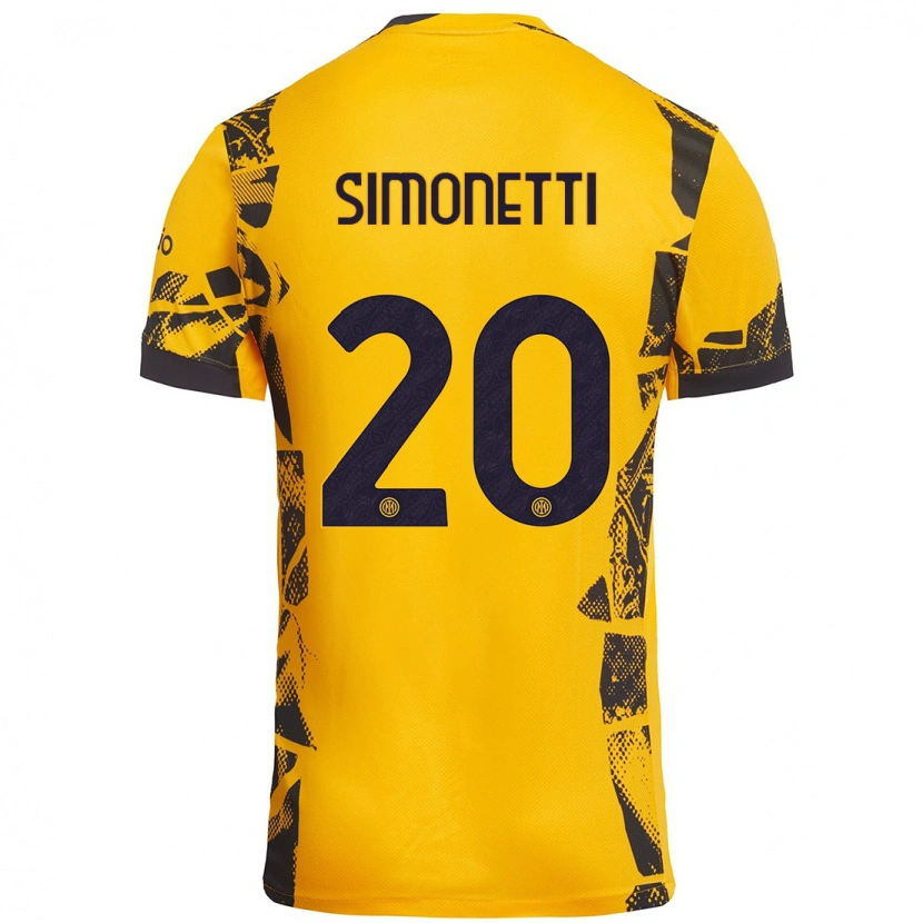 Danxen Män Flaminia Simonetti #20 Guld Svart Tredjesatsen Matchtröjor 2024/25 Tröjor T-Tröja