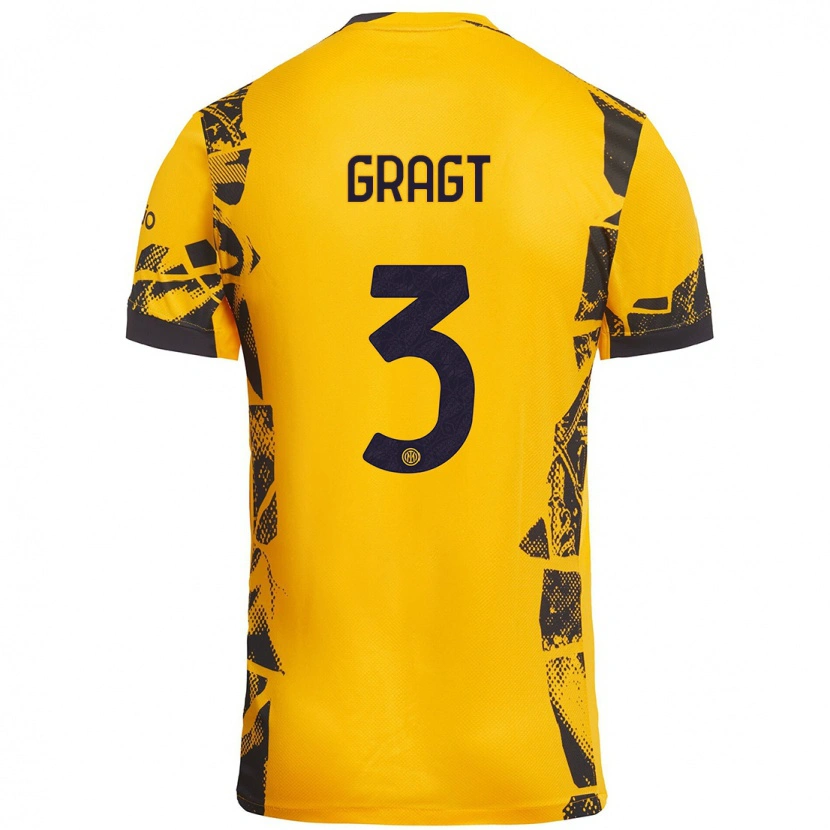 Danxen Män Stefanie Van Der Gragt #3 Guld Svart Tredjesatsen Matchtröjor 2024/25 Tröjor T-Tröja