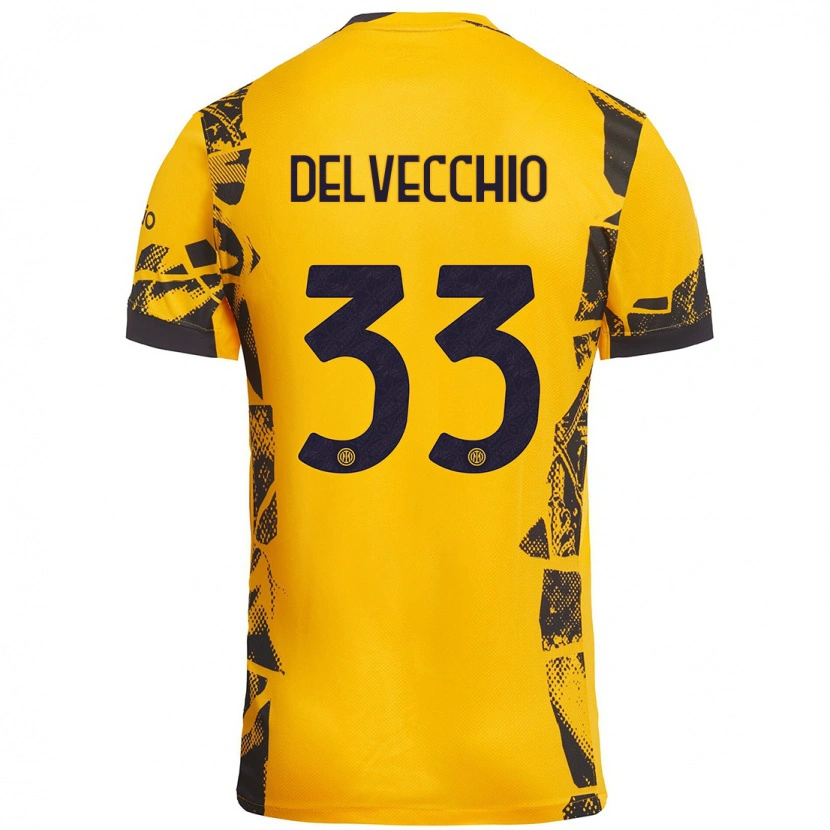 Danxen Män Gabriele Delvecchio #33 Guld Svart Tredjesatsen Matchtröjor 2024/25 Tröjor T-Tröja