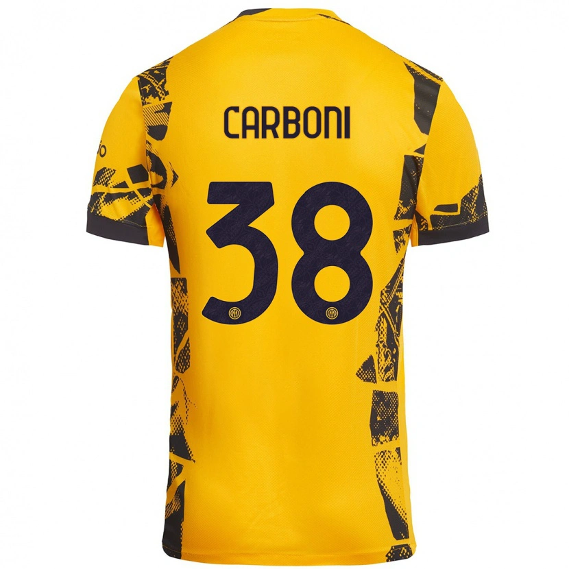 Danxen Män Valentin Carboni #38 Guld Svart Tredjesatsen Matchtröjor 2024/25 Tröjor T-Tröja
