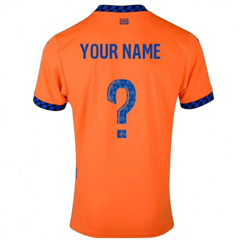 Danxen Män Ditt Namn #0 Orange Mörkblå Tredjesatsen Matchtröjor 2024/25 Tröjor T-Tröja