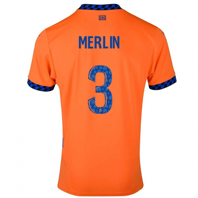 Danxen Män Quentin Merlin #3 Orange Mörkblå Tredjesatsen Matchtröjor 2024/25 Tröjor T-Tröja