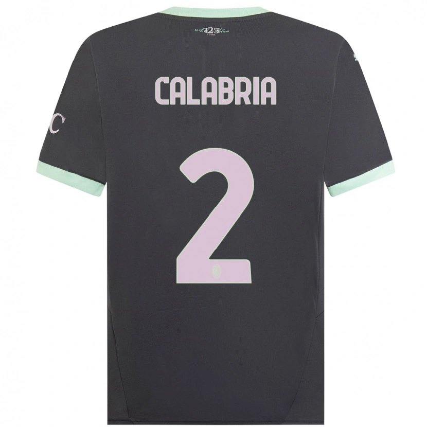 Danxen Män Davide Calabria #2 Grå Tredjesatsen Matchtröjor 2024/25 Tröjor T-Tröja