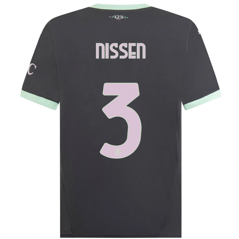 Danxen Män Fredrik Nissen #3 Grå Tredjesatsen Matchtröjor 2024/25 Tröjor T-Tröja