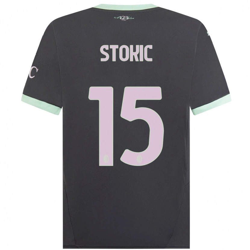 Danxen Män Sara Stokić #15 Grå Tredjesatsen Matchtröjor 2024/25 Tröjor T-Tröja