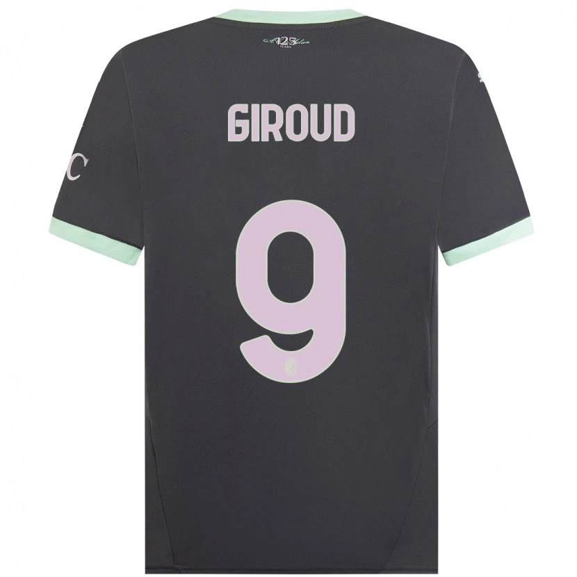 Danxen Män Olivier Giroud #9 Grå Tredjesatsen Matchtröjor 2024/25 Tröjor T-Tröja