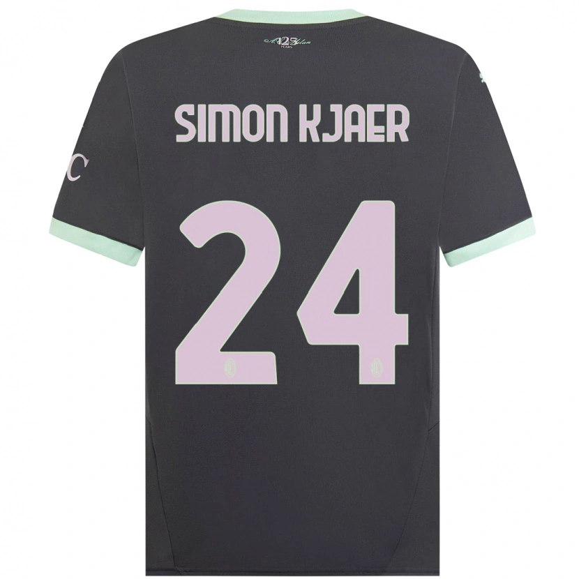 Danxen Män Simon Kjaer #24 Grå Tredjesatsen Matchtröjor 2024/25 Tröjor T-Tröja