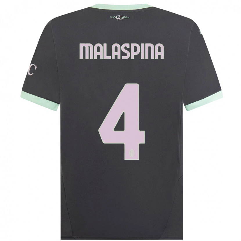 Danxen Män Mattia Malaspina #4 Grå Tredjesatsen Matchtröjor 2024/25 Tröjor T-Tröja