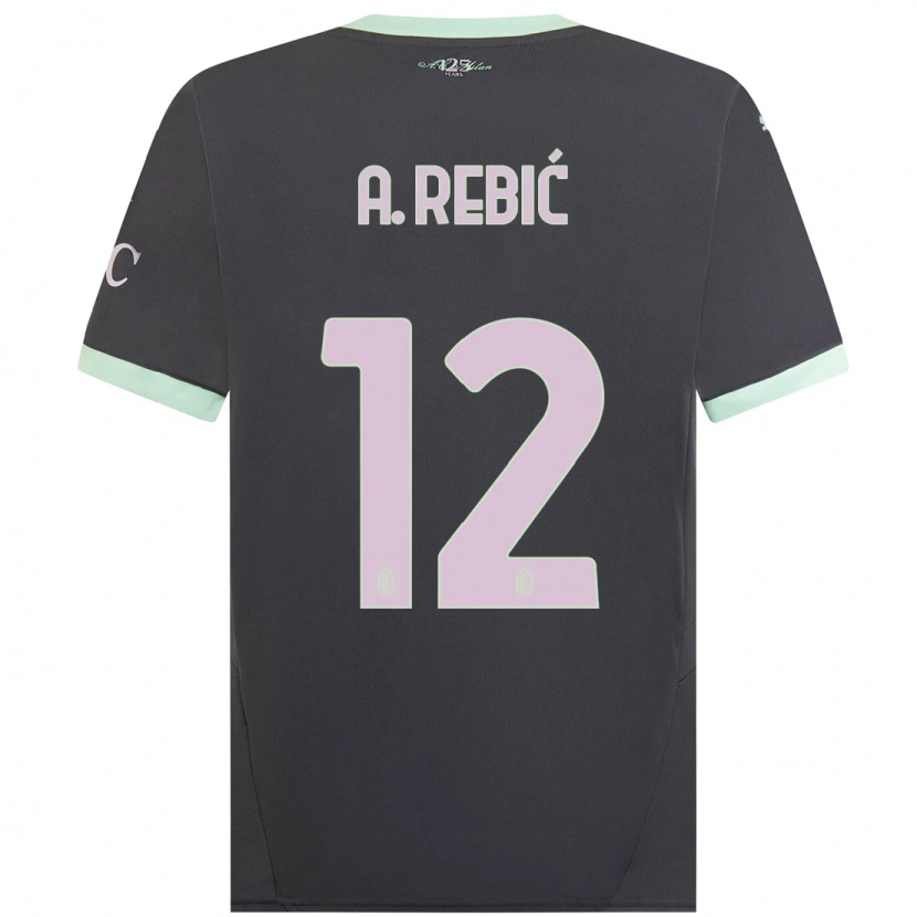 Danxen Män Ante Rebic #12 Grå Tredjesatsen Matchtröjor 2024/25 Tröjor T-Tröja
