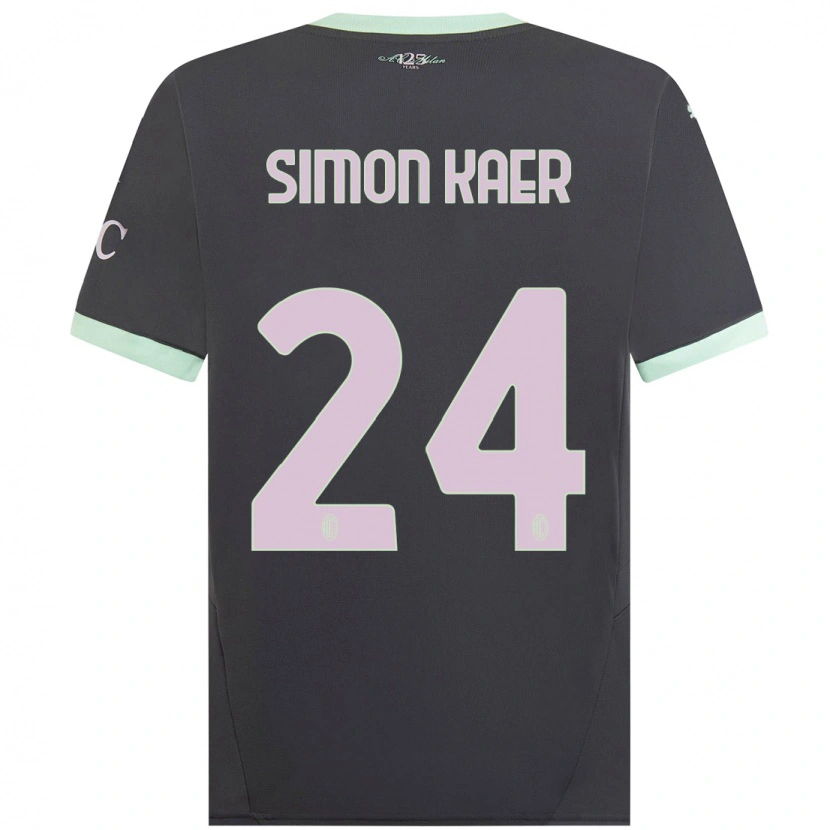 Danxen Män Simon Kaer #24 Grå Tredjesatsen Matchtröjor 2024/25 Tröjor T-Tröja