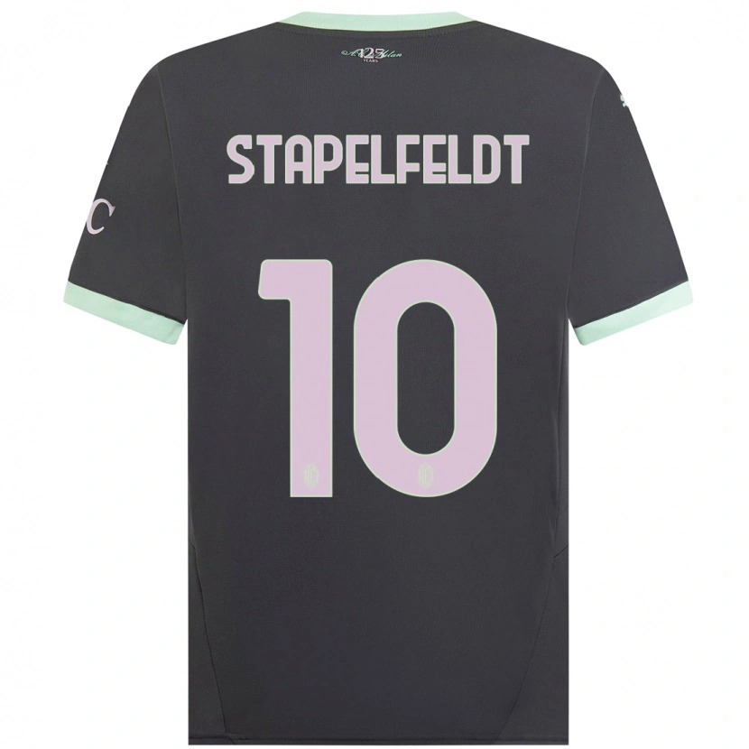 Danxen Män Nina Stapelfeldt #10 Grå Tredjesatsen Matchtröjor 2024/25 Tröjor T-Tröja