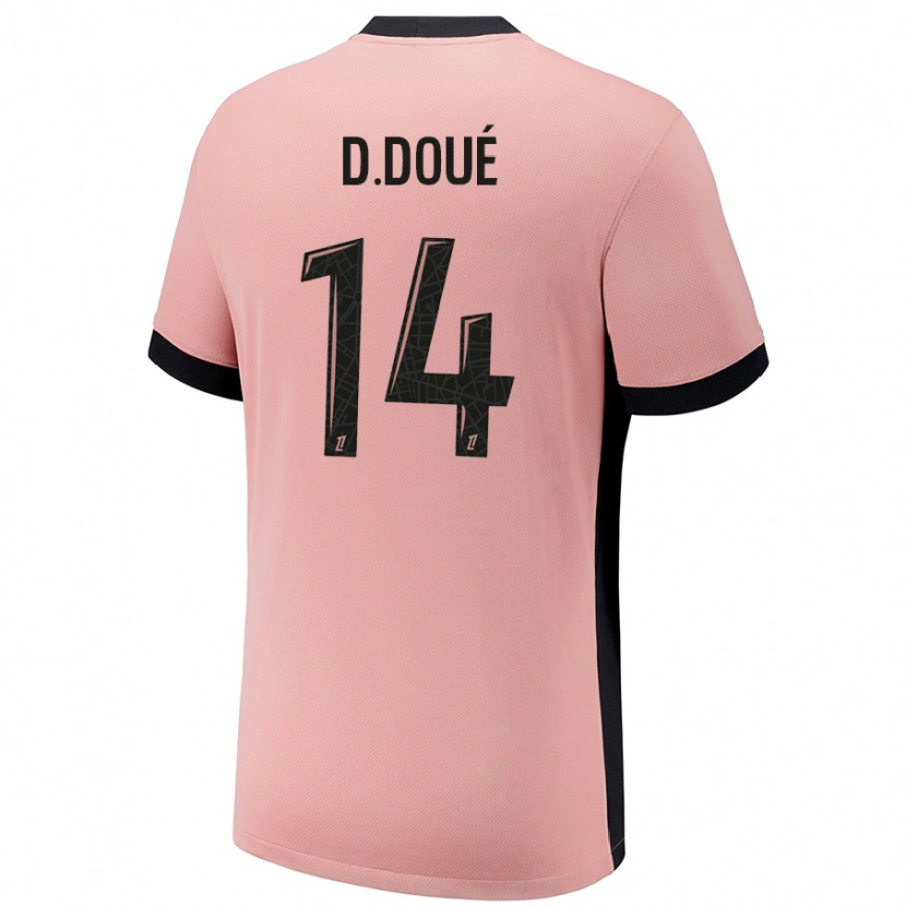 Danxen Män Désiré Doué #14 Rost Rosa Tredjesatsen Matchtröjor 2024/25 Tröjor T-Tröja