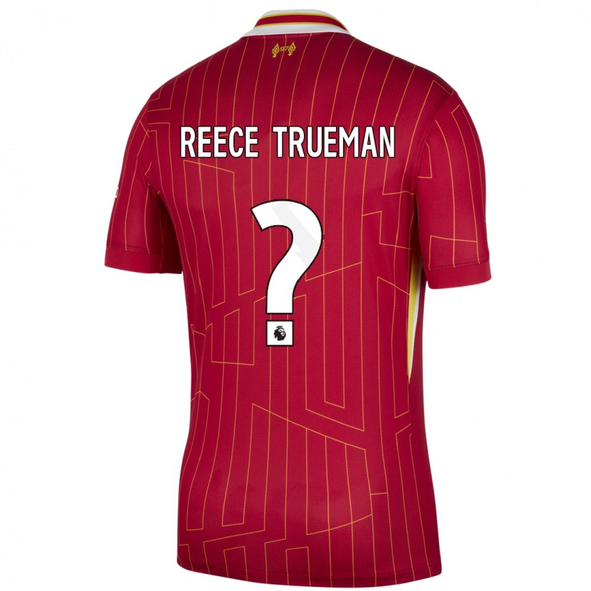 Danxen Kvinnor Reece Trueman #0 Röd Gul Vit Hemmatröja Matchtröjor 2024/25 Tröjor T-Tröja