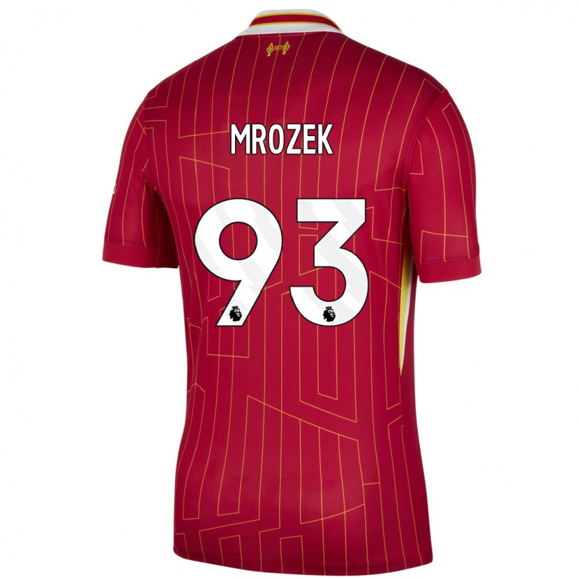 Danxen Kvinnor Fabian Mrozek #93 Röd Gul Vit Hemmatröja Matchtröjor 2024/25 Tröjor T-Tröja