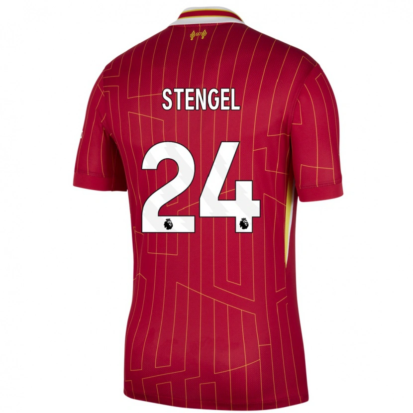 Danxen Kvinnor Katie Stengel #24 Röd Gul Vit Hemmatröja Matchtröjor 2024/25 Tröjor T-Tröja