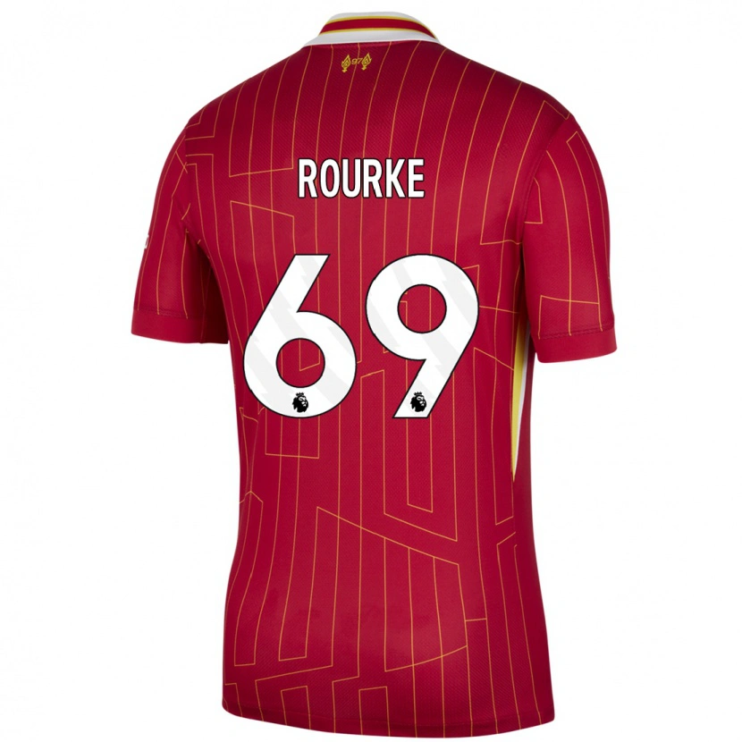 Danxen Kvinnor Fidel O'rourke #69 Röd Gul Vit Hemmatröja Matchtröjor 2024/25 Tröjor T-Tröja