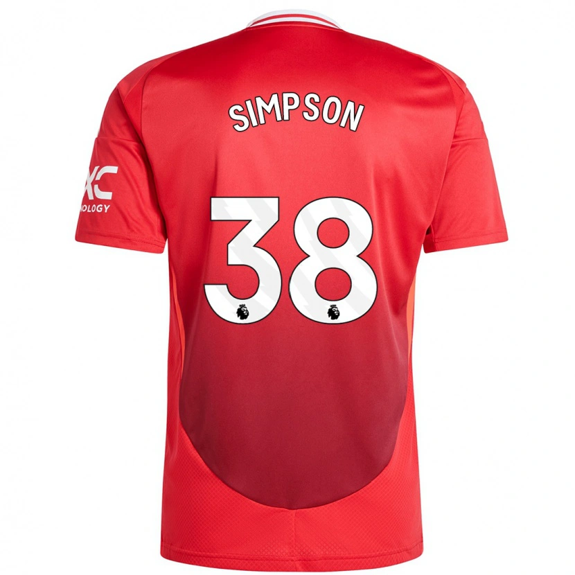Danxen Kvinnor Jess Simpson #38 Klarröd Hemmatröja Matchtröjor 2024/25 Tröjor T-Tröja