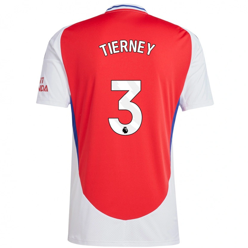 Danxen Kvinnor Kieran Tierney #3 Röd Vit Hemmatröja Matchtröjor 2024/25 Tröjor T-Tröja