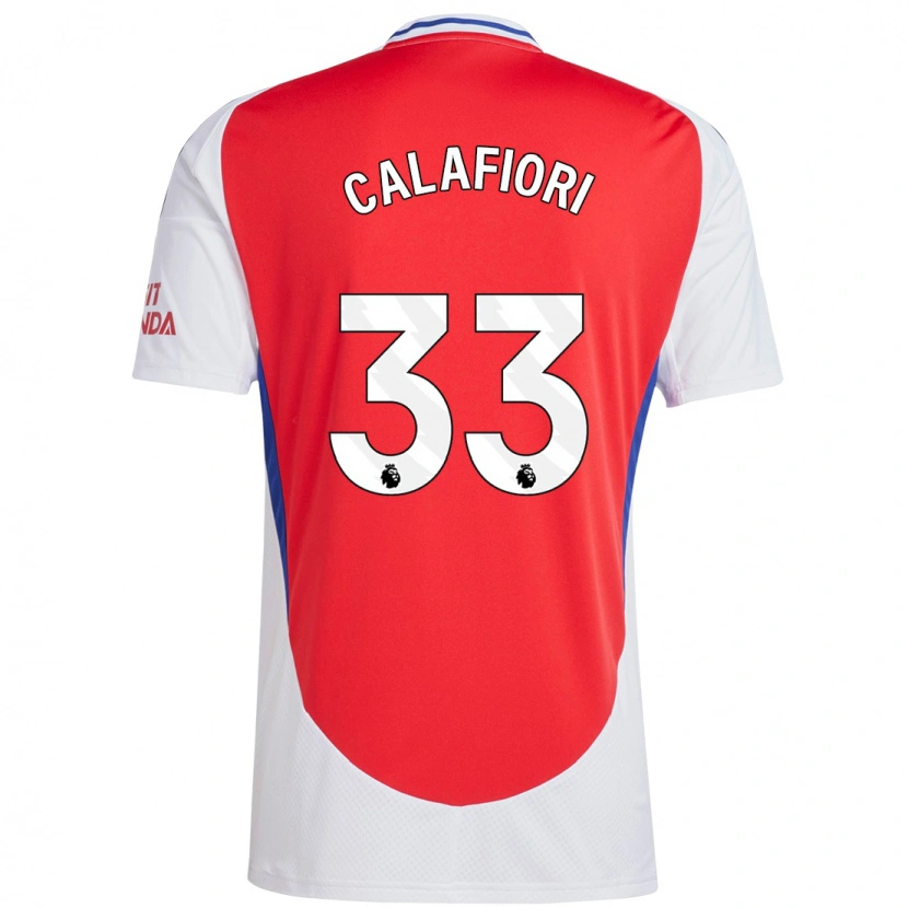 Danxen Kvinnor Riccardo Calafiori #33 Röd Vit Hemmatröja Matchtröjor 2024/25 Tröjor T-Tröja