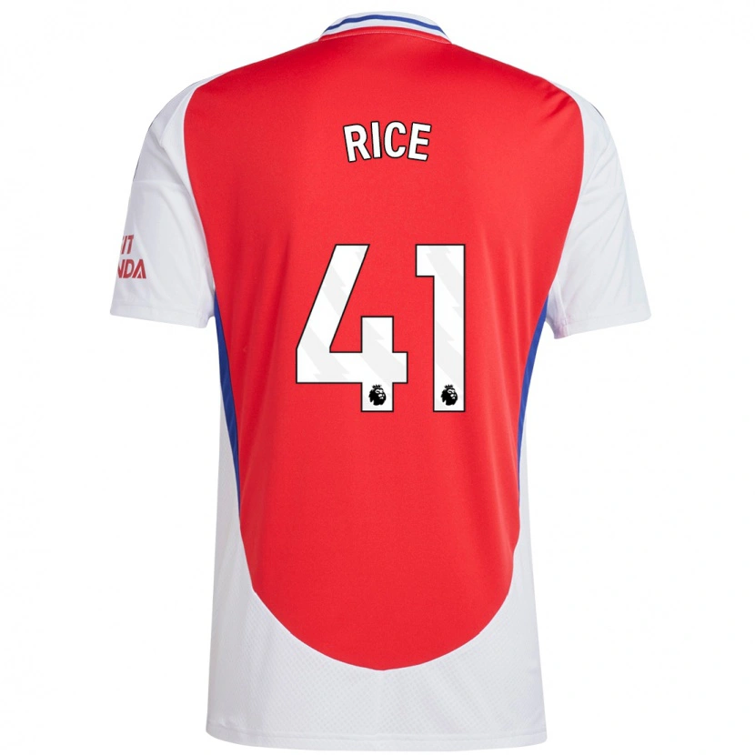 Danxen Kvinnor Declan Rice #41 Röd Vit Hemmatröja Matchtröjor 2024/25 Tröjor T-Tröja