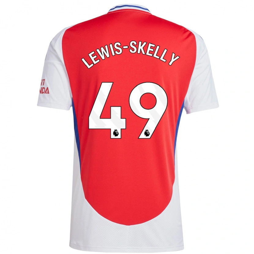 Danxen Kvinnor Myles Lewis-Skelly #49 Röd Vit Hemmatröja Matchtröjor 2024/25 Tröjor T-Tröja