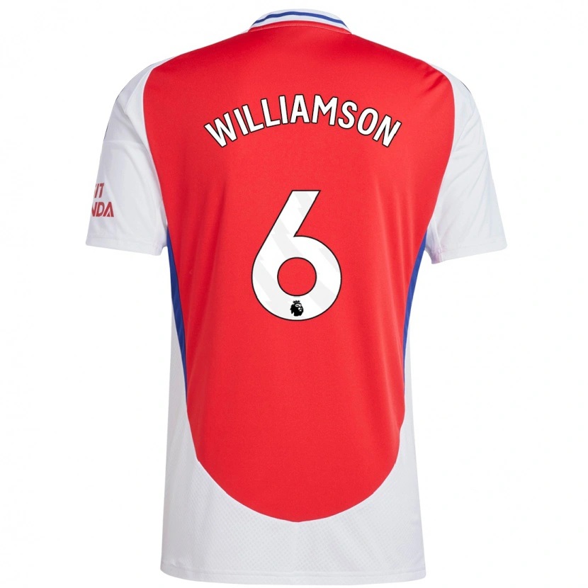 Danxen Kvinnor Leah Williamson #6 Röd Vit Hemmatröja Matchtröjor 2024/25 Tröjor T-Tröja