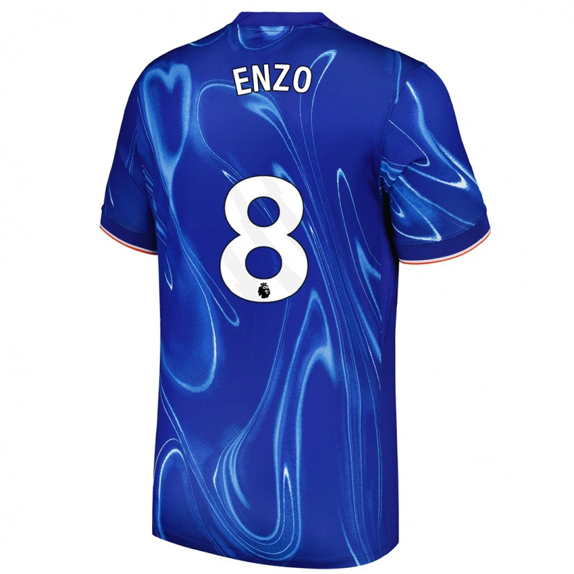 Danxen Kvinnor Enzo Fernández #8 Blå Vit Hemmatröja Matchtröjor 2024/25 Tröjor T-Tröja