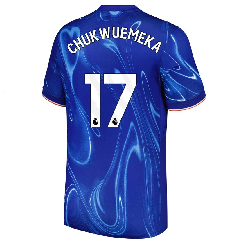 Danxen Kvinnor Carney Chukwuemeka #17 Blå Vit Hemmatröja Matchtröjor 2024/25 Tröjor T-Tröja