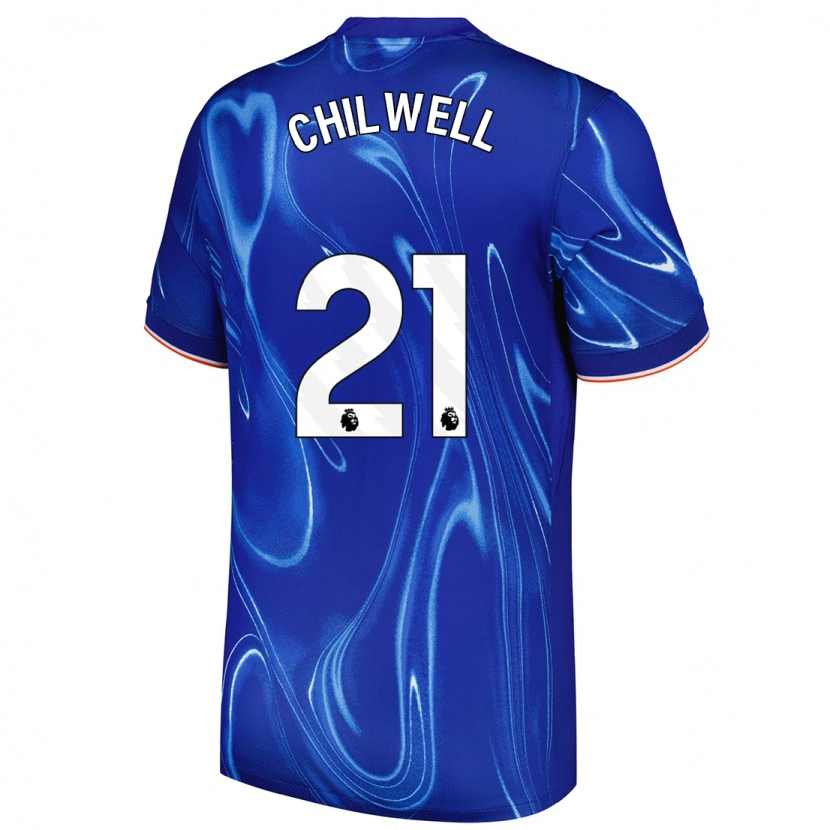 Danxen Kvinnor Ben Chilwell #21 Blå Vit Hemmatröja Matchtröjor 2024/25 Tröjor T-Tröja