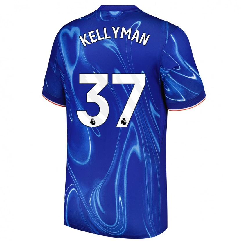Danxen Kvinnor Omari Kellyman #37 Blå Vit Hemmatröja Matchtröjor 2024/25 Tröjor T-Tröja