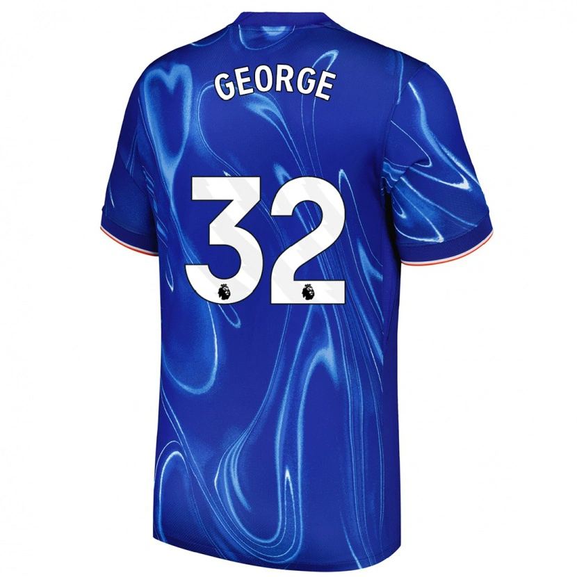 Danxen Kvinnor Tyrique George #32 Blå Vit Hemmatröja Matchtröjor 2024/25 Tröjor T-Tröja