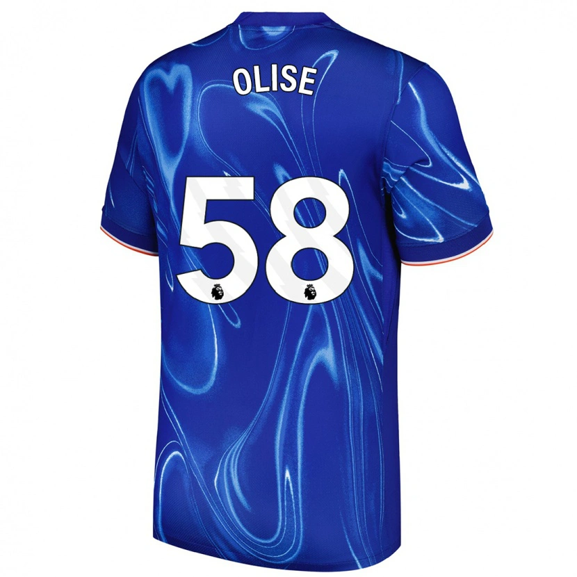 Danxen Kvinnor Richard Olise #58 Blå Vit Hemmatröja Matchtröjor 2024/25 Tröjor T-Tröja