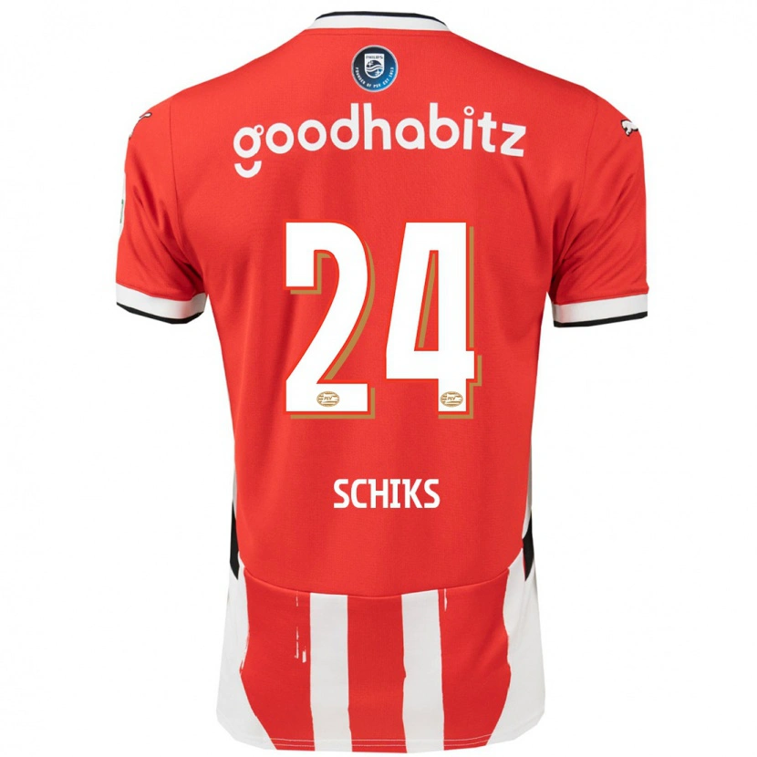 Danxen Kvinnor Niek Schiks #24 Röd Vit Hemmatröja Matchtröjor 2024/25 Tröjor T-Tröja