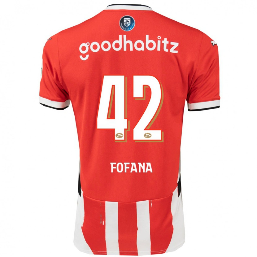 Danxen Kvinnor Fodé Fofana #42 Röd Vit Hemmatröja Matchtröjor 2024/25 Tröjor T-Tröja